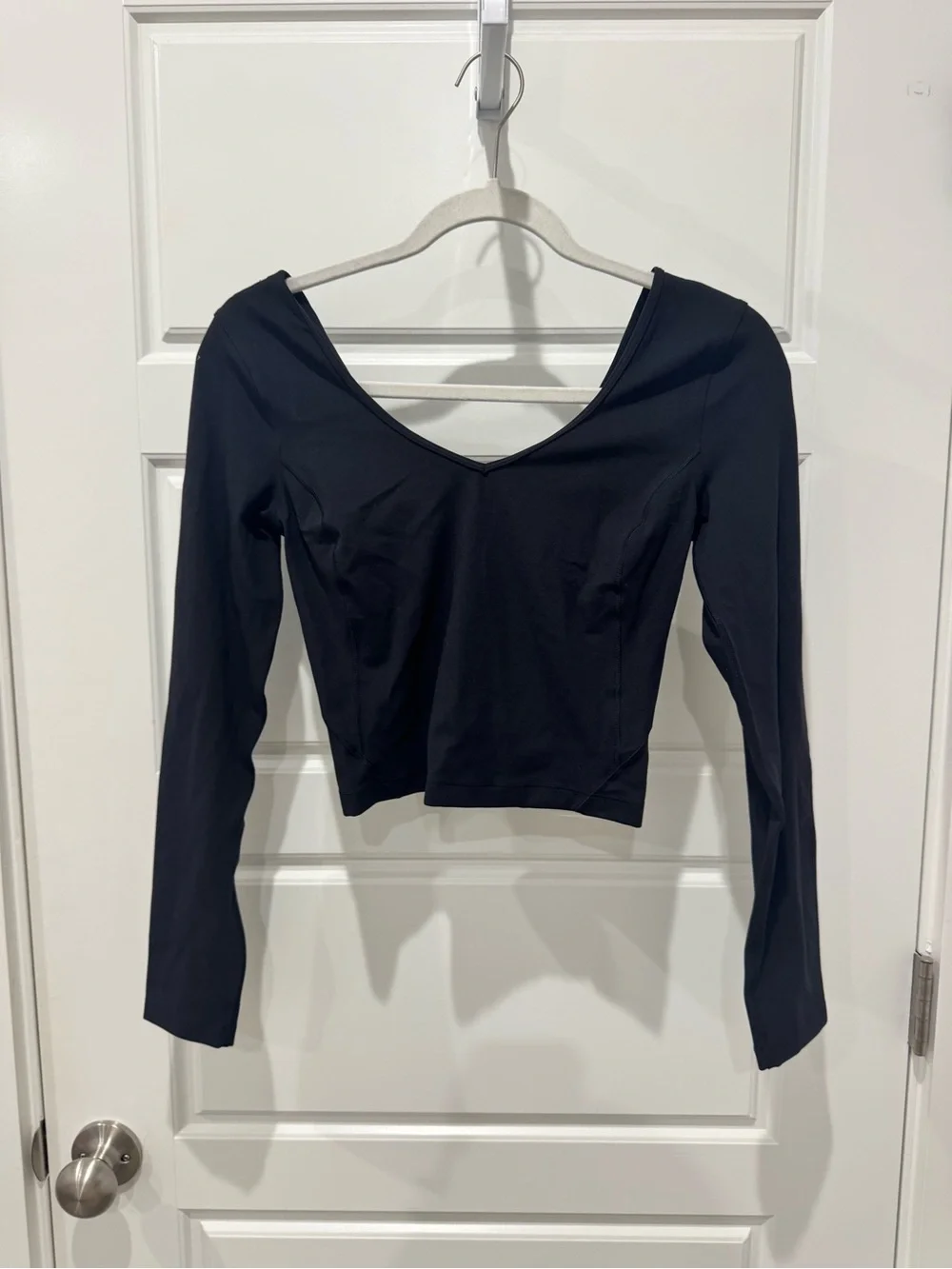 lululemon athletica Black Long Sleeve V-Neck Crop Top